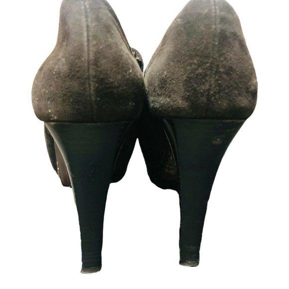 Stuart Weitzman sz 7N black suede peep toe ankle bootie EW 67174 - Picture 5 of 6